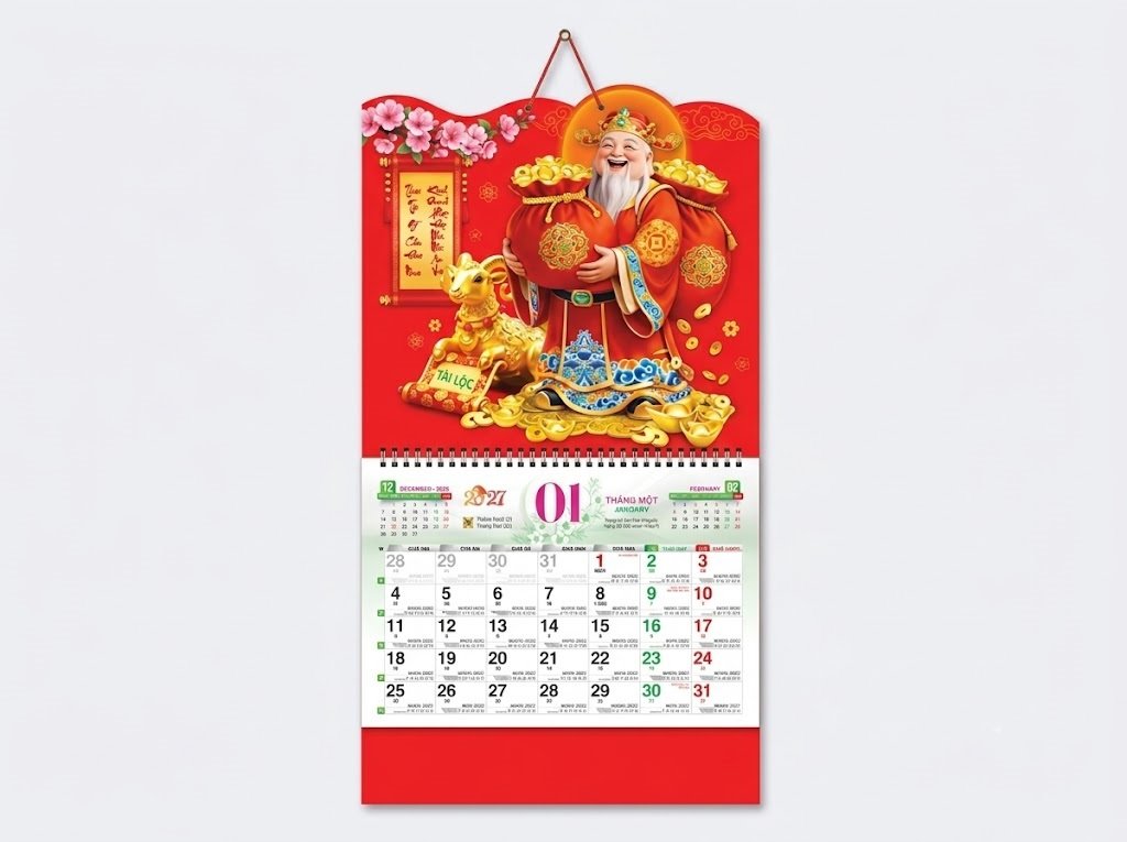 In lịch Tết lò xo treo tường làm quà tặng