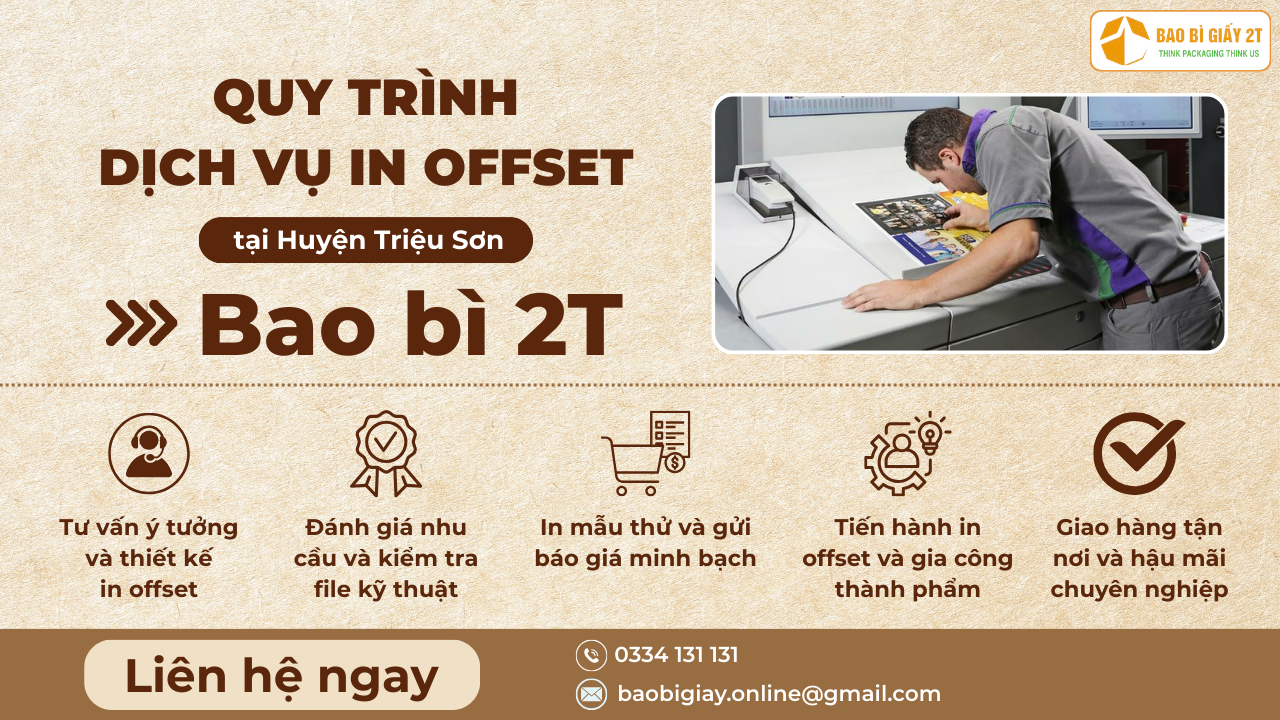 Quy trình dịch vụ in offset tại Huyện Triệu Sơn của Bao bì 2T