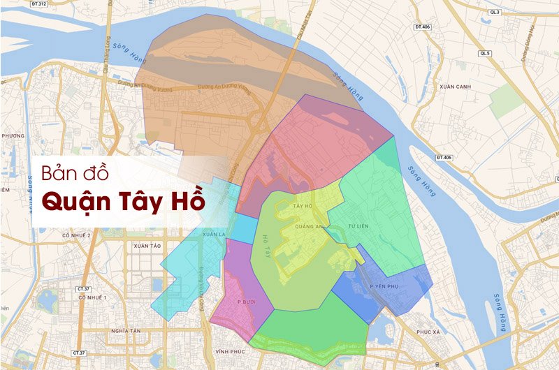 Bản đồ hành chính Quận Tây Hồ