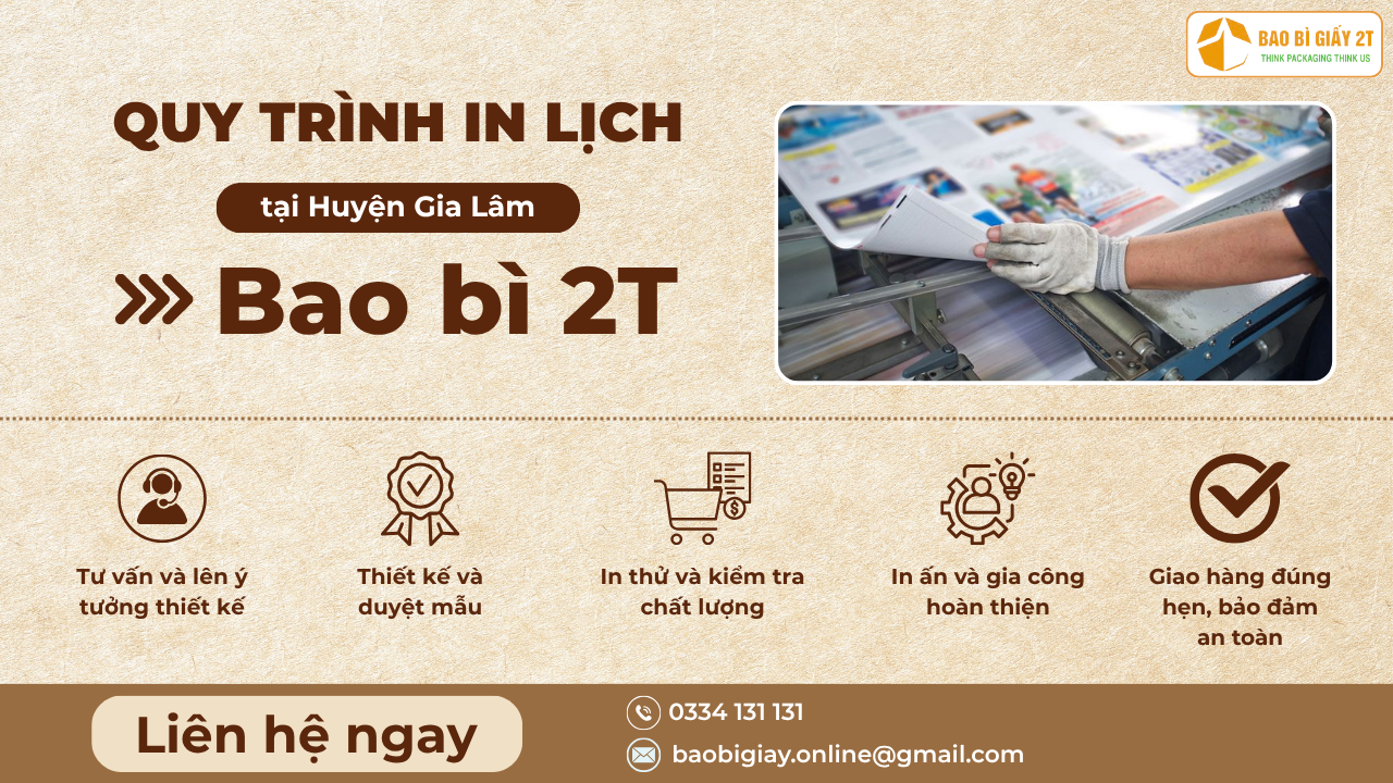 Quy trình in lịch tại Huyện Gia Lâm của Bao Bì 2T