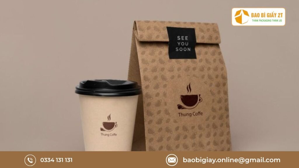 In túi giấy đựng cafe mang đi in logo thương hiệu