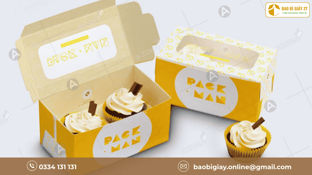 Để tiệm bánh của bạn tỏa sáng, Bao Bì 2T không ngừng đổi mới với những mẫu in hộp giấy đựng bánh ngọt hợp xu hướng