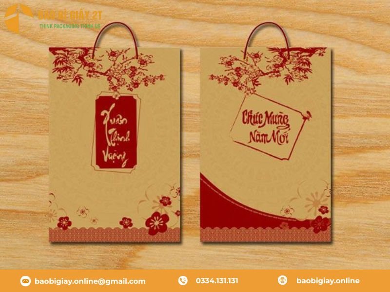 Túi giấy Kraft đựng quà tết đơn giản