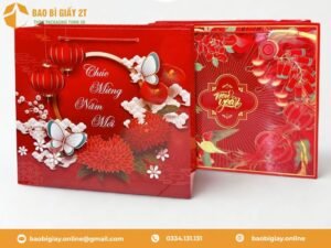 Túi giấy đựng quà tết màu đỏ đẹp