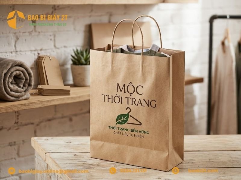 Mẫu túi giấy kraft đựng quần áo thân thiện với môi trường