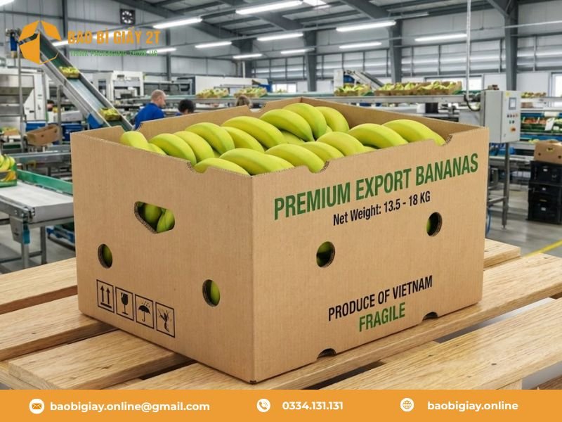 Quy trình sản xuất thùng carton đựng chuối đạt chuẩn tại 2T