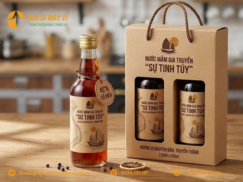 Mẫu túi giấy đựng nước mắm xách tay
