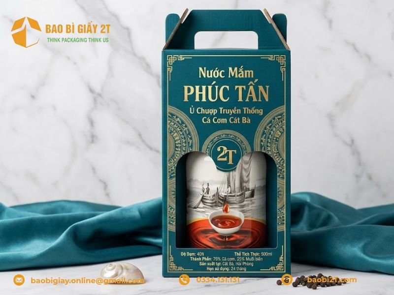 Mẫu hộp giấy đựng nước mắm chất lượng cao