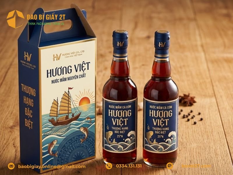 In hộp giấy đựng nước mắm giúp làm tăng giá trị của sản phẩm