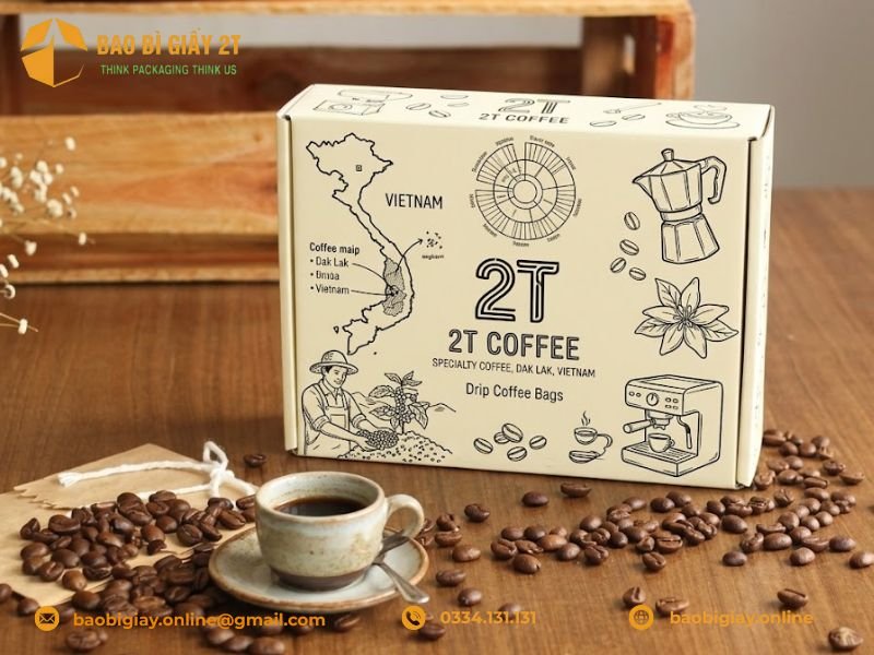 Mẫu hộp giấy Kraft đựng cà phê
