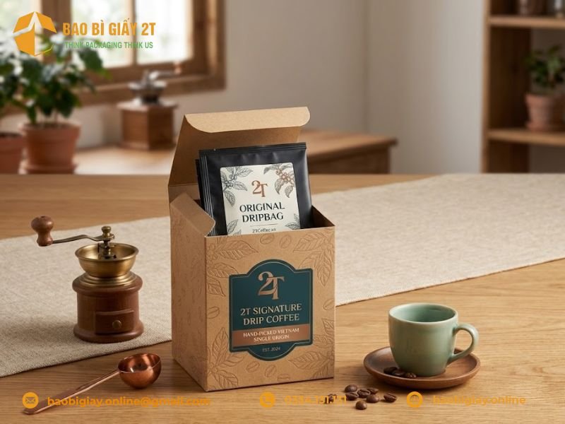 Mẫu hộp giấy đựng cà phê đẹp