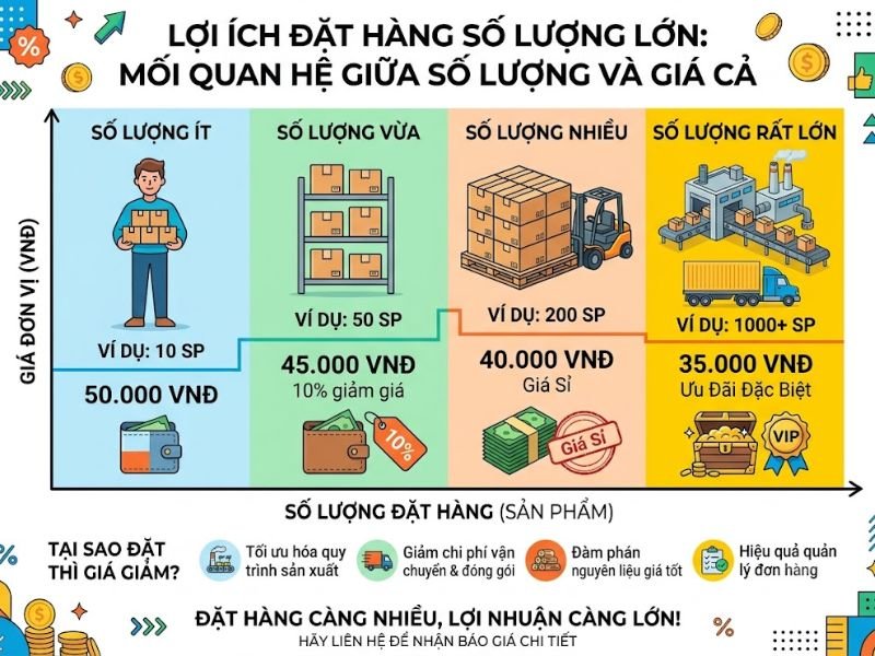 Số lượng đặt hàng tại xưởng sản xuất - Yếu tố ảnh hưởng đến giá thùng carton quyết định mức chiết khấu