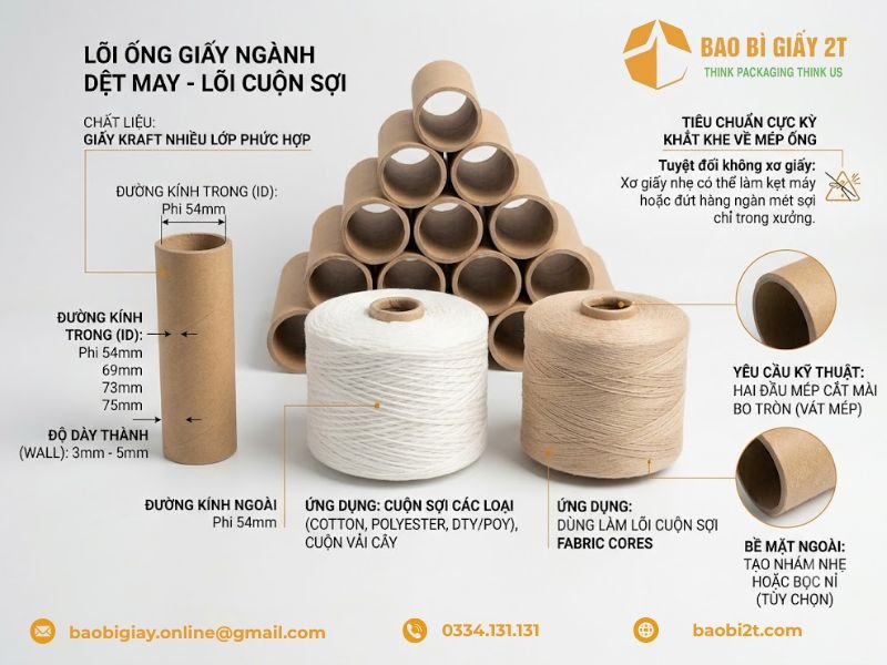 Sản xuất ống giấy ngành dệt may, cuộn sợi