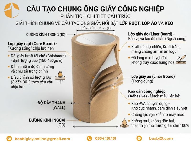 Cấu Tạo 3 Lớp Siêu Cứng Của Một Ống Giấy Đạt Chuẩn