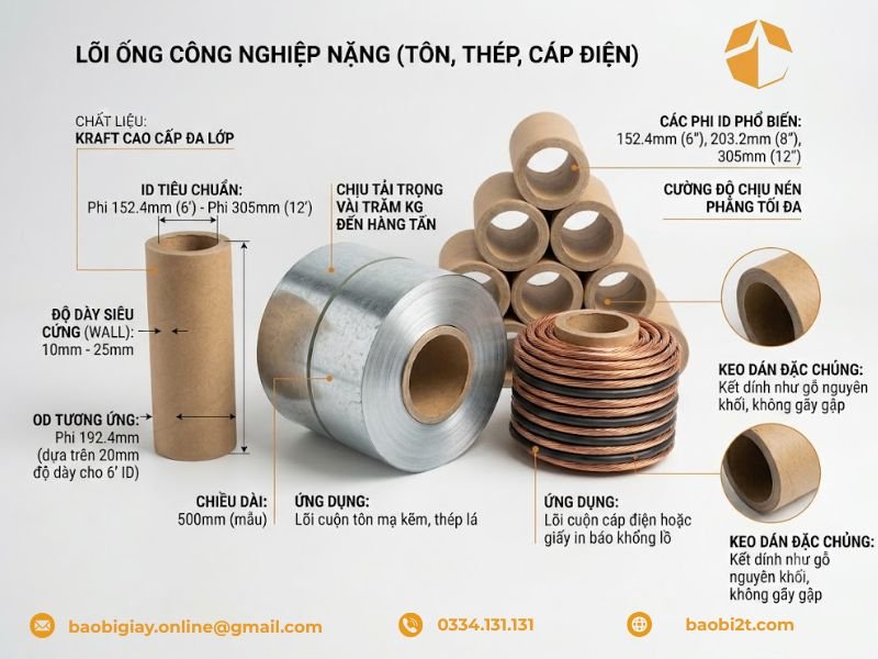Sản xuất ống giấy công nghiệp nặng (Ngành tôn mạ, thép, cáp điện)