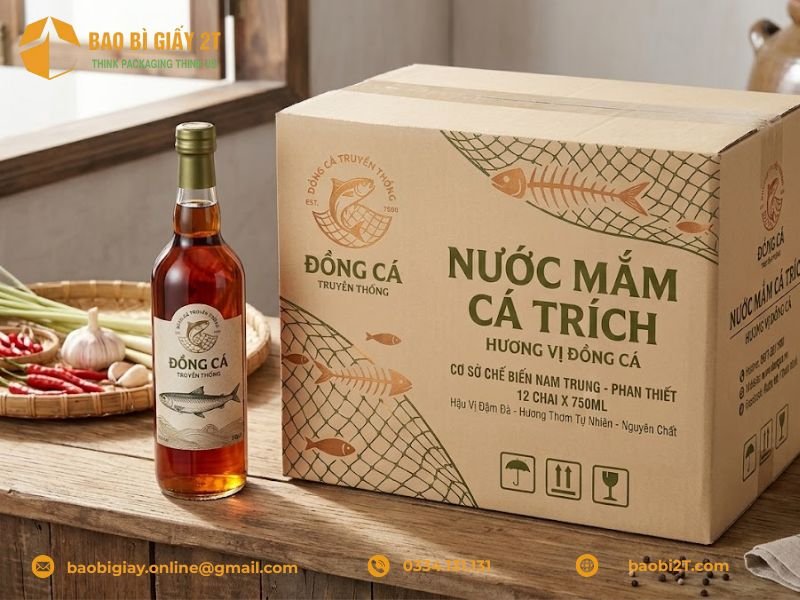 Mẫu thùng carton đựng nước mắm in Flexo