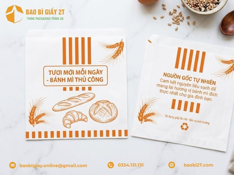 Túi giấy đựng bánh mì Doner Kebab được sản xuất từ chất liệu giấy MG thấm dầu chuyên dụng