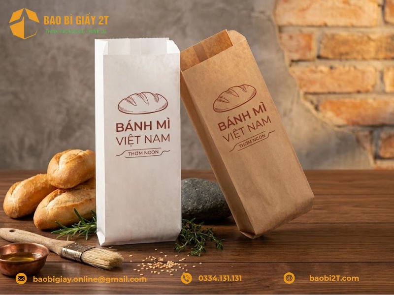 Mẫu túi giấy đựng bánh mì có khả năng chống thấm dầu mỡ ưu việt
