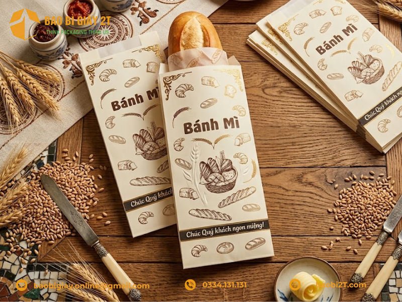 Mẫu túi giấy đựng bánh mì truyền thống đẹp