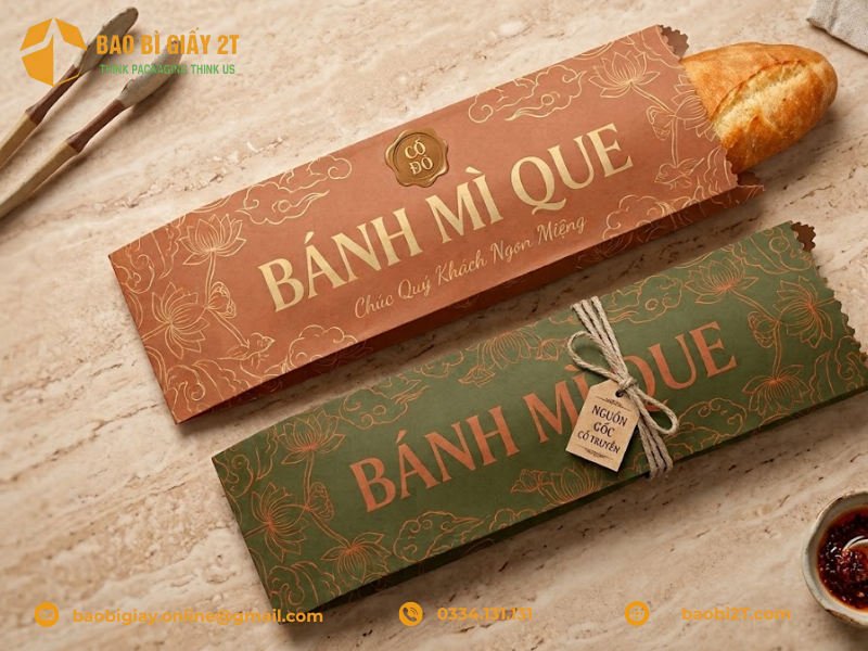 Mẫu túi giấy đựng bánh mì que thiết kế theo yêu cầu