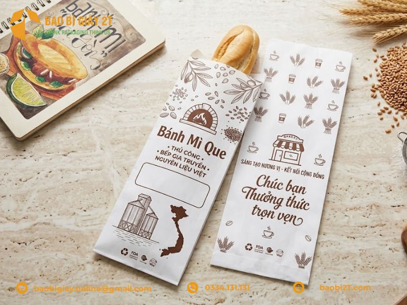Lớp bao bì giấy đựng bánh mì que đẹp
