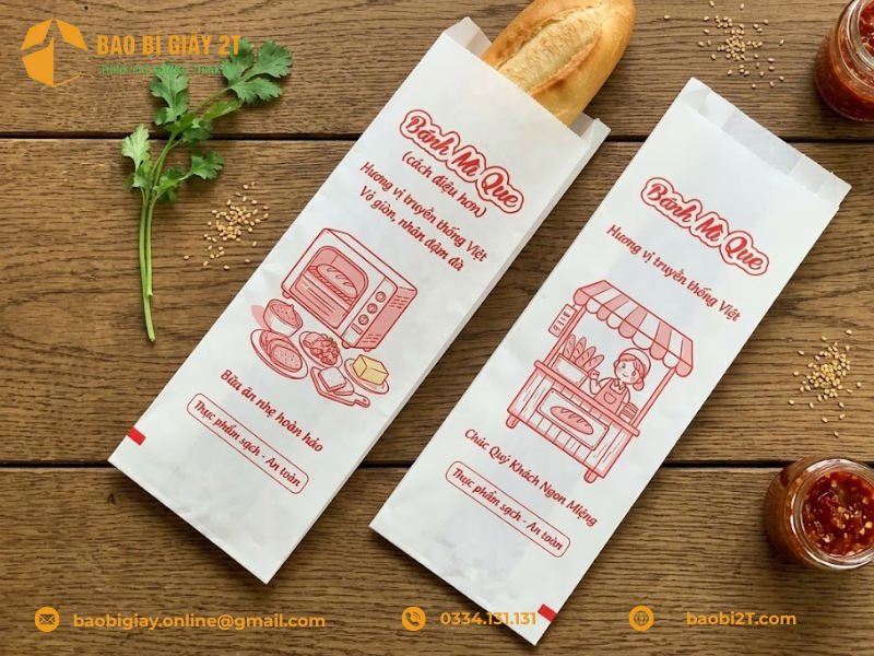 Mẫu túi giấy đựng bánh mì que có khả năng chống thấm dầu mỡ