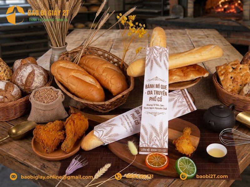 Mẫu túi giấy đựng bánh mì que có thiết kế thon dài
