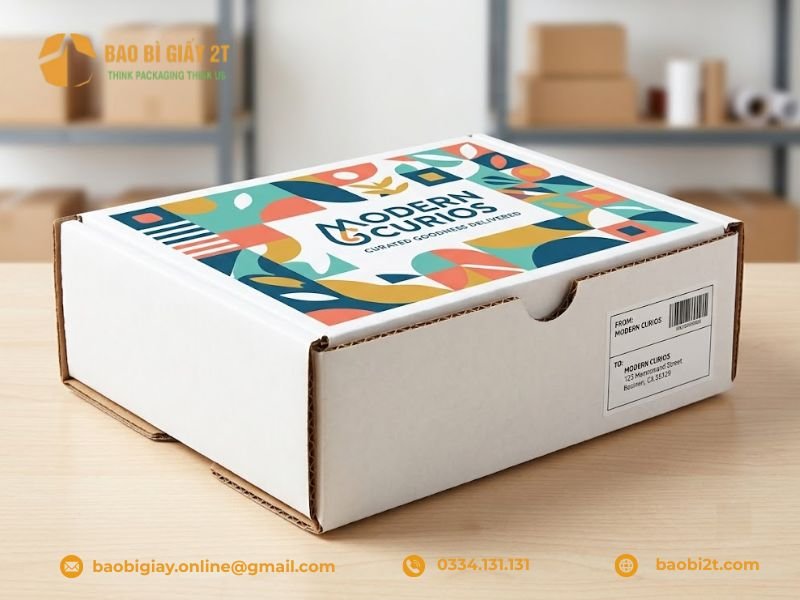 Thùng carton sóng ship COD bồi áo ngoài bằng giấy Bristol 350gsm chống móp méo