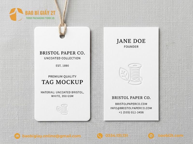 Bộ ấn phẩm namecard và thẻ treo quần áo in ghép bài trên giấy Bristol 250gsm