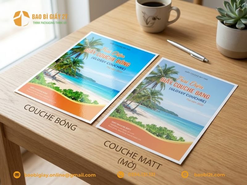 Sự khác biệt giữa giấy couche bóng và mờ